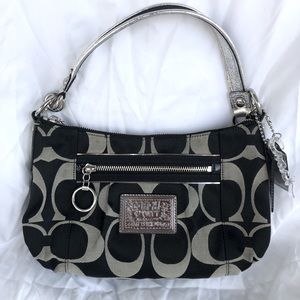 Coach Black and Silver Small Shoulder Bag